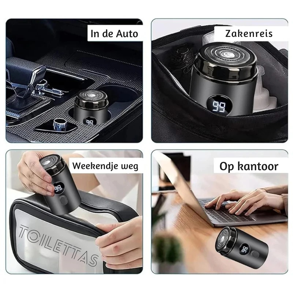 Glide Go Elektrisch mini scheerapparaat voor mannen, droog en nat scheerapparaat, LED digitaal display oplaadbaar auto scheerapparaat, thuis reis scheerapparaat
