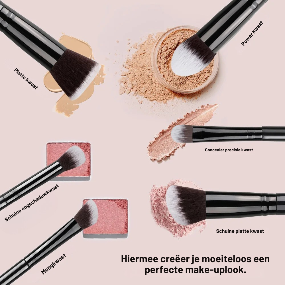 Make-up Borstel Set 14 delig – Soft Touch – Voor Foundation, Blush & Oogschaduw