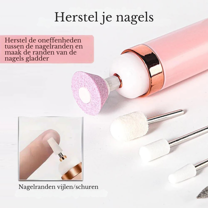 Yuna Manicure & Pedicure Set – Draadloze Nagelvijl met 12 Opzetstukken