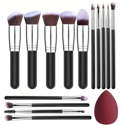 Make-up Borstel Set 14 delig – Soft Touch – Voor Foundation, Blush & Oogschaduw