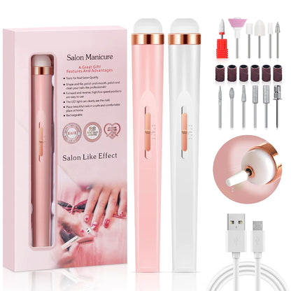 Yuna Manicure & Pedicure Set – Draadloze Nagelvijl met 12 Opzetstukken