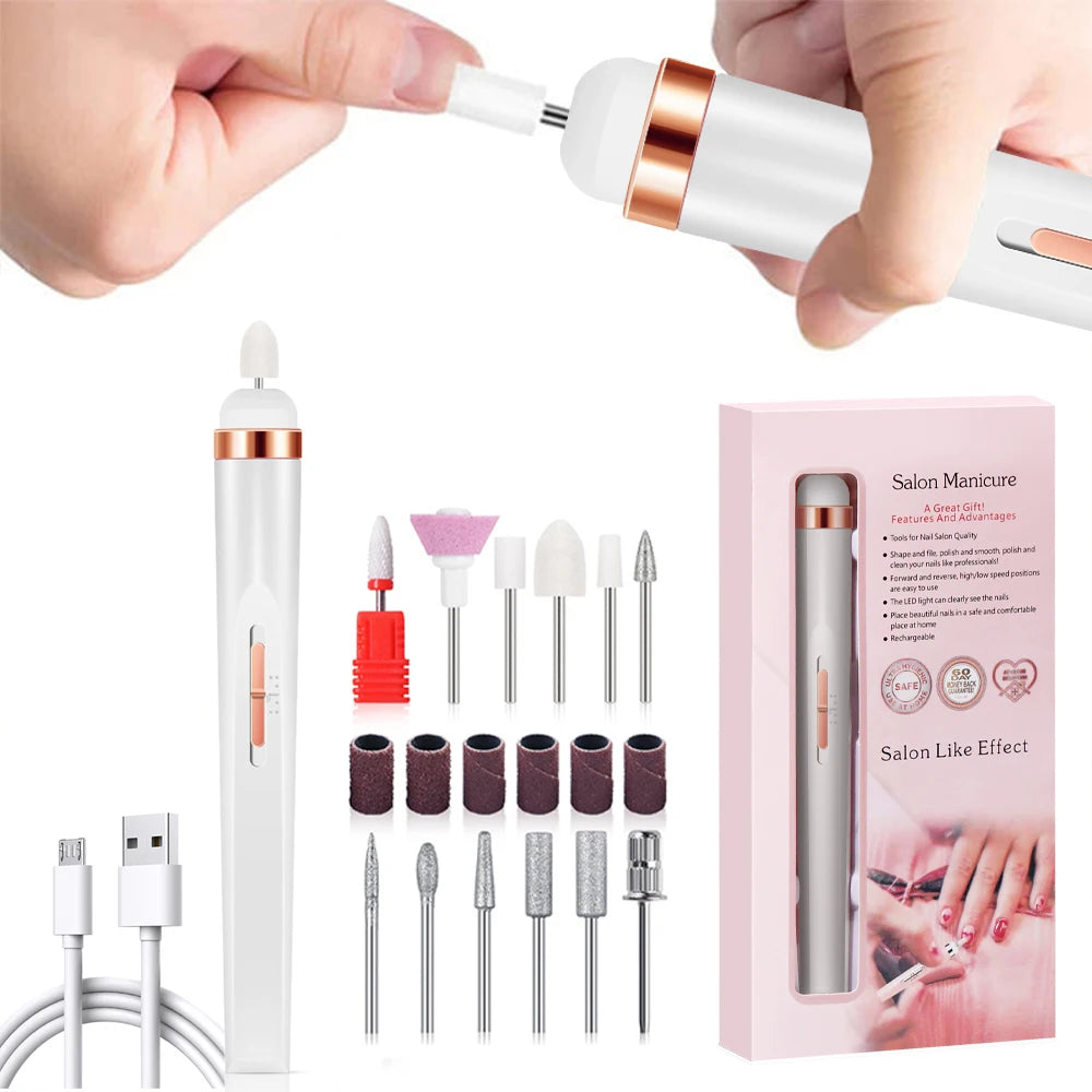 Yuna Manicure & Pedicure Set – Draadloze Nagelvijl met 12 Opzetstukken