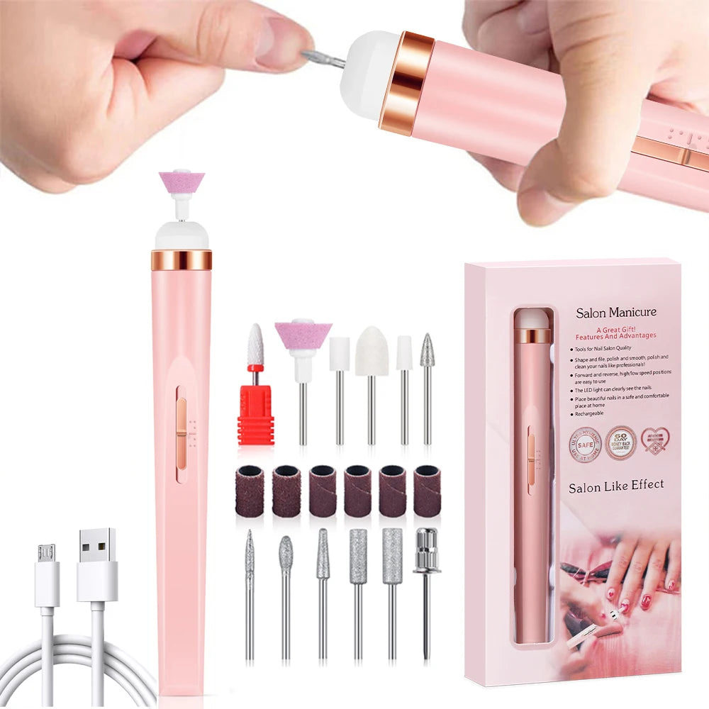 Yuna Manicure & Pedicure Set – Draadloze Nagelvijl met 12 Opzetstukken