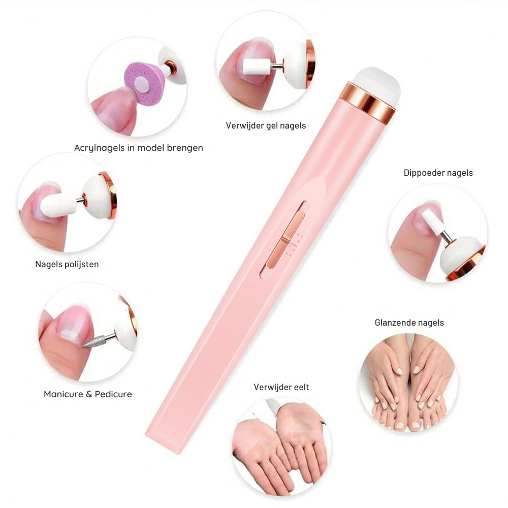 Yuna Manicure & Pedicure Set – Draadloze Nagelvijl met 12 Opzetstukken