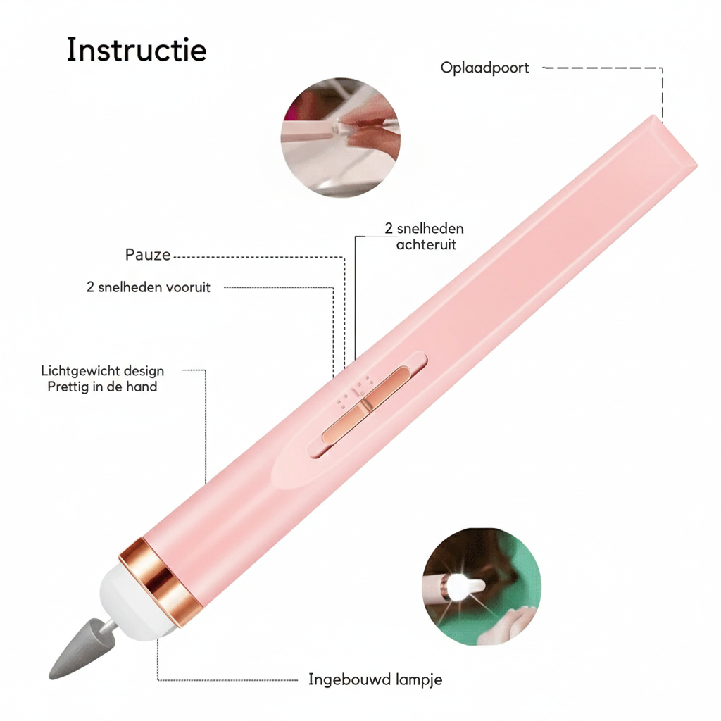 Yuna Manicure & Pedicure Set – Draadloze Nagelvijl met 12 Opzetstukken